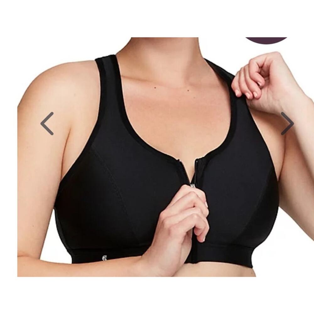 Glamorise Sport Bra 9266 Zip up front close black 34B - Picture 8 of 8